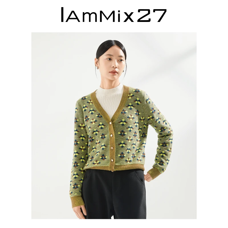 Iammix27品牌女装提花针织开衫M2D5H033