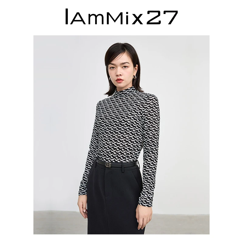 Iammix27【籽言专属】半高领提花针织衫M3A8D337