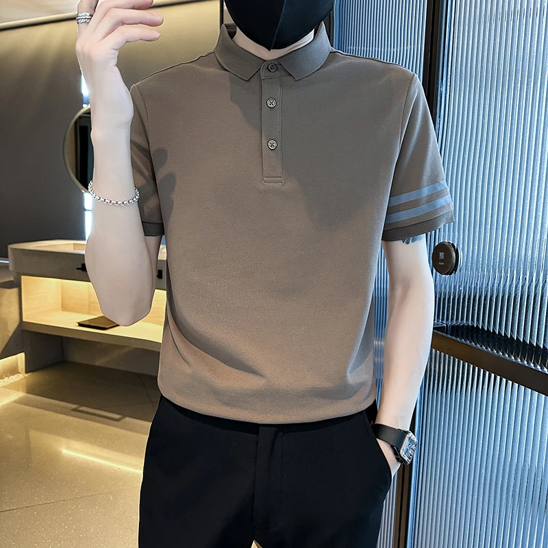 男士POLO衫短袖韩版潮流黑色T恤ins潮牌半袖2025新款夏季男装体恤