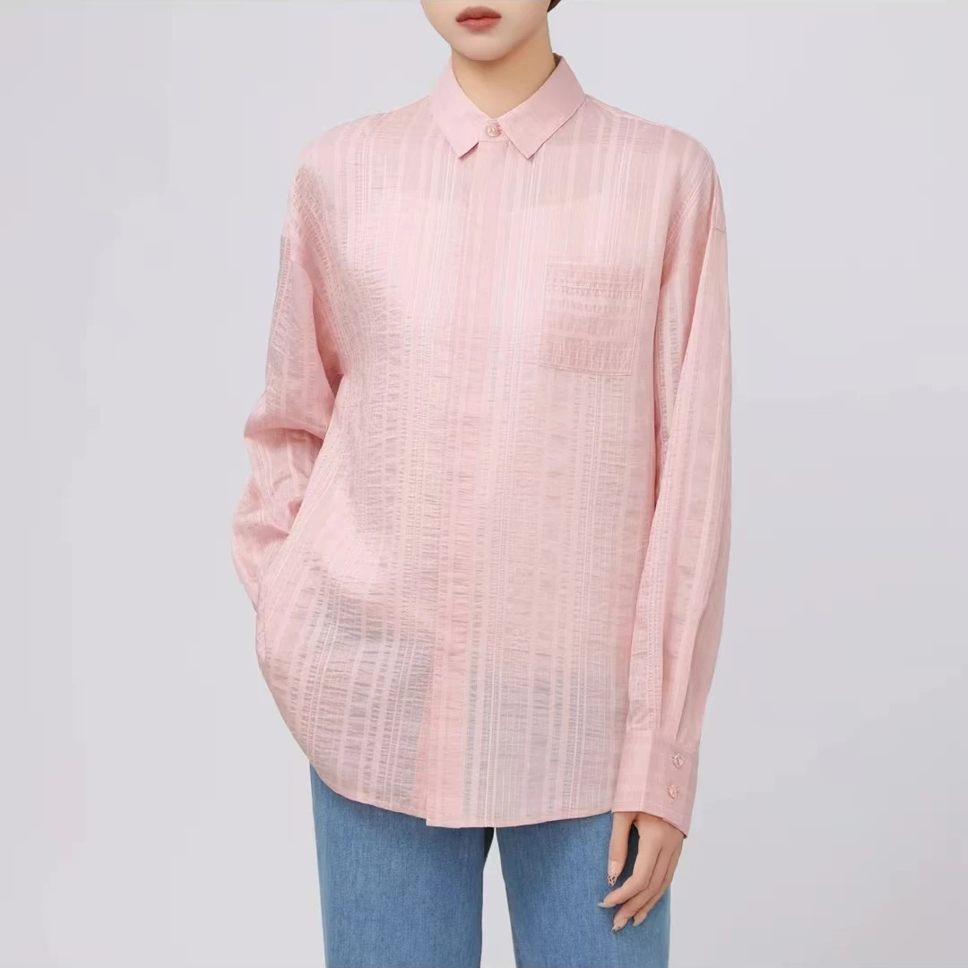 GIRDEAR/哥弟休闲百搭时尚宽松条纹长袖衬衣 1300989