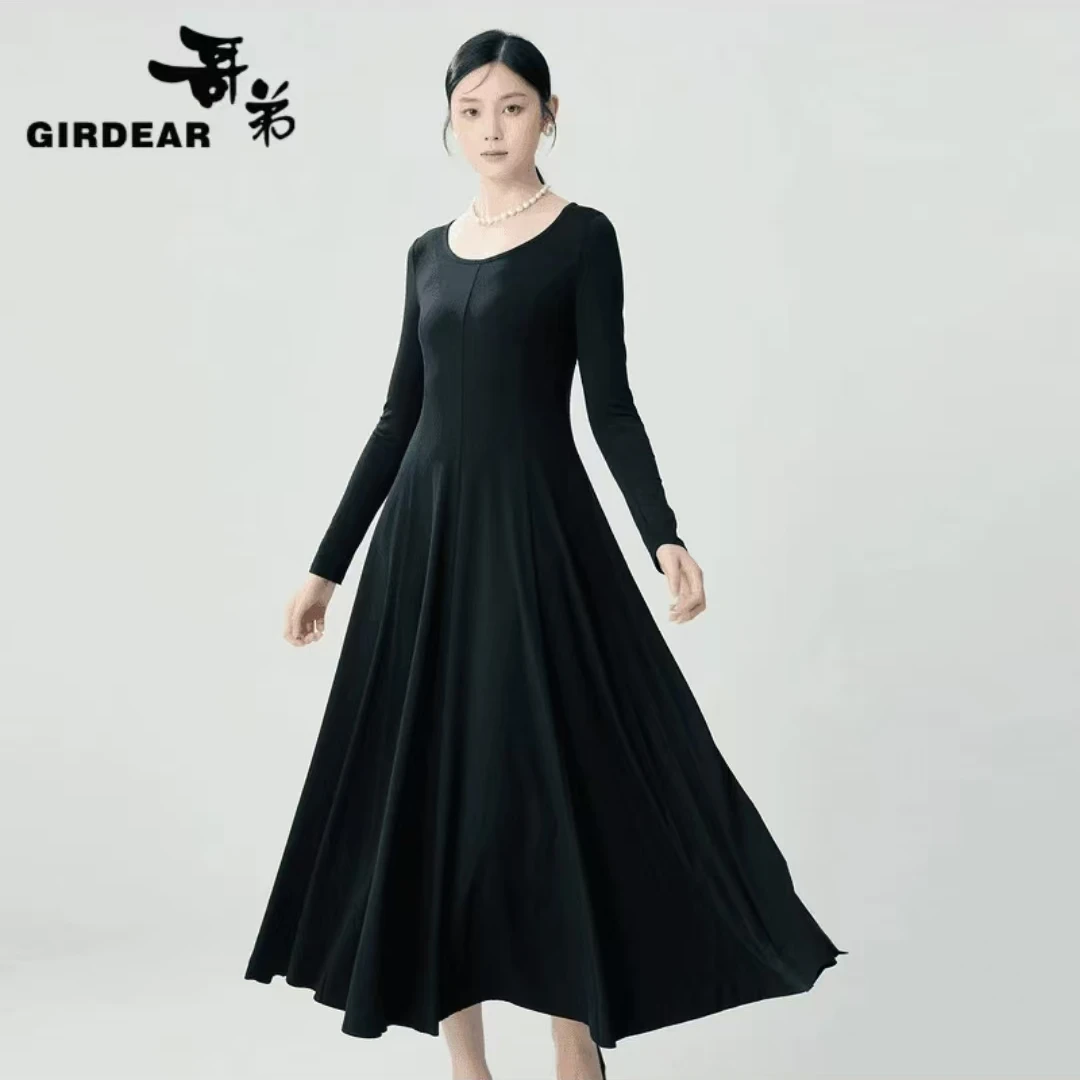GIRDEAR/哥弟显瘦时尚气质长款优雅秋季连衣裙 1500555