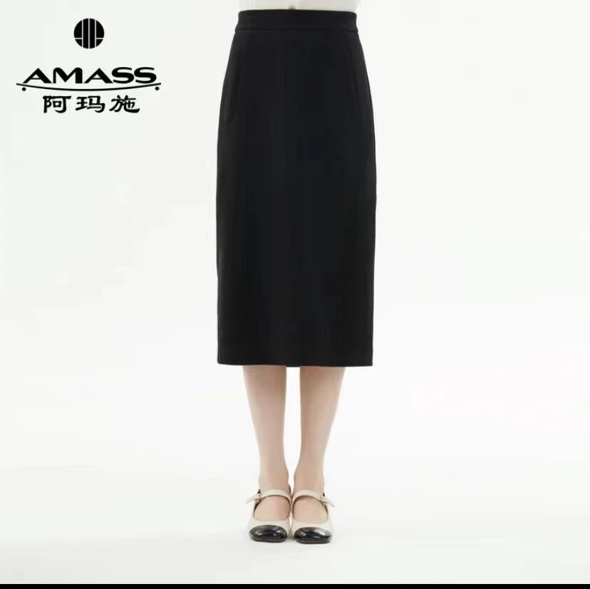 AMASS/阿玛施秋冬雪尼尔高腰包裙5200365显瘦半身裙休闲半身裙