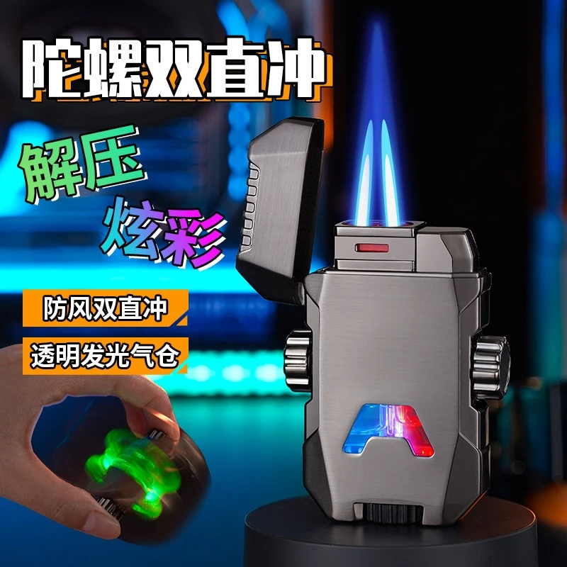 锌合金火机火焰高颜值生日礼物创意高档网红款机甲螺旋打火机炫彩