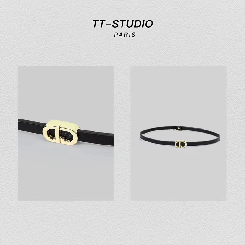 铜合金项链 TT-Studio字母皮项链百搭皮质简约气质项链颈链锁骨
