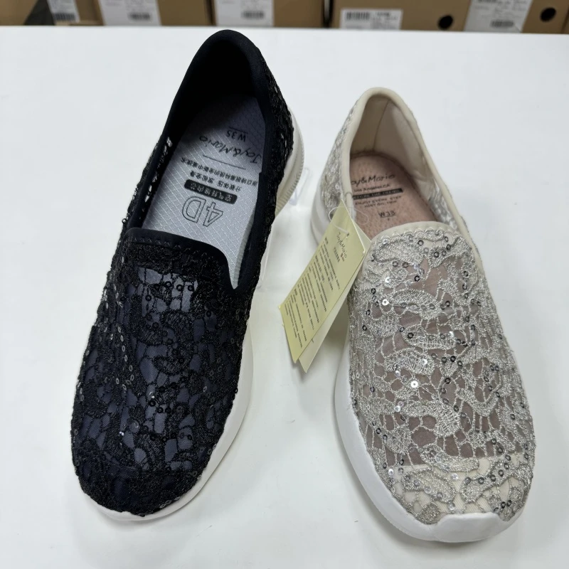 玛丽亮片网纱透气运动健步鞋女鞋78281W(鞋垫随机）