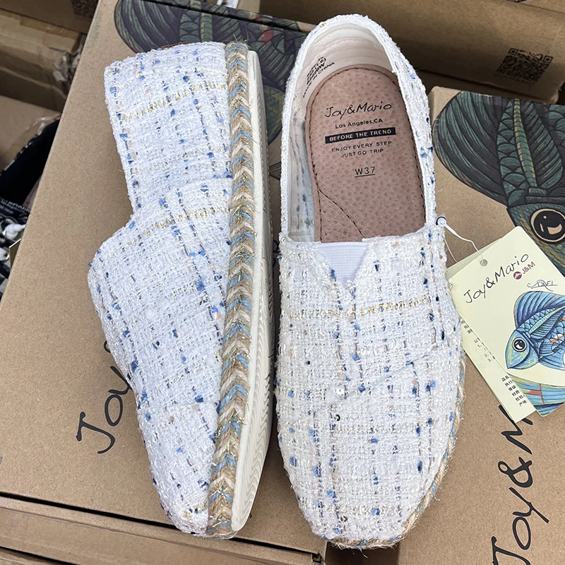 J&M/快乐玛丽女鞋单鞋舒适休闲软底编织平底小香风女鞋62226W