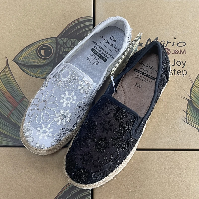 J&M/快乐玛丽休闲透气软底女鞋平底妈妈鞋一脚蹬老北京布鞋72198W