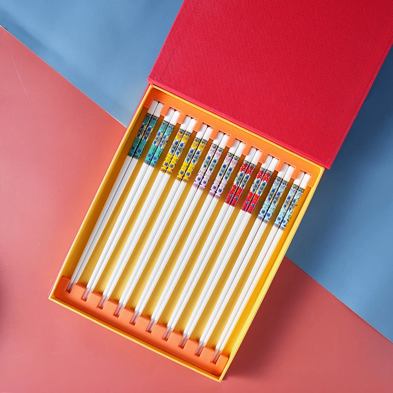 【福利款】景德镇陶瓷高档珐琅彩家用筷子抗菌防霉高端骨瓷家庭分餐