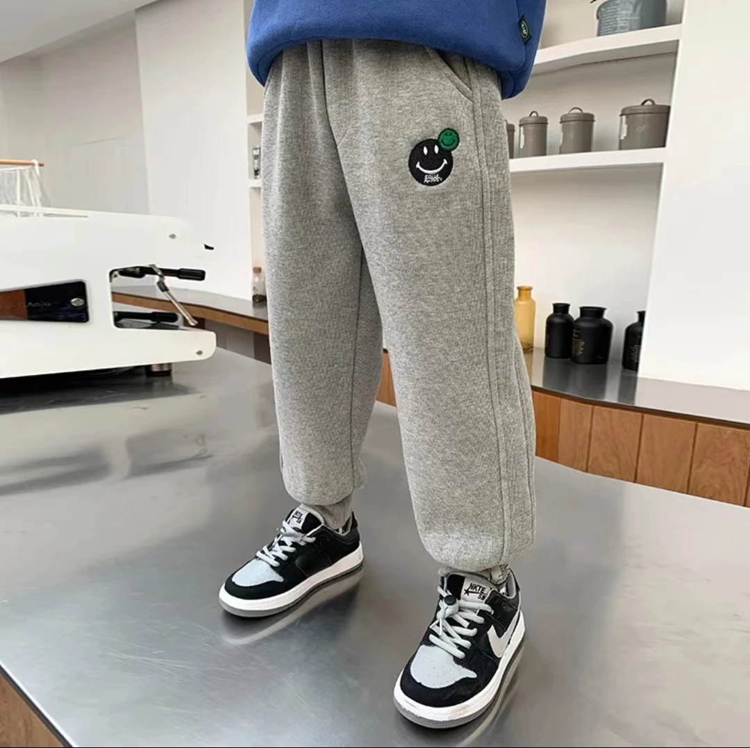 儿童加绒休闲春秋款束脚洋气时尚男女中大童百搭宽松运动时髦长裤