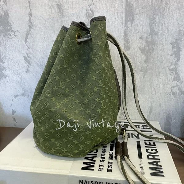 大吉中古/lv绿丹宁抽绳水桶双肩包