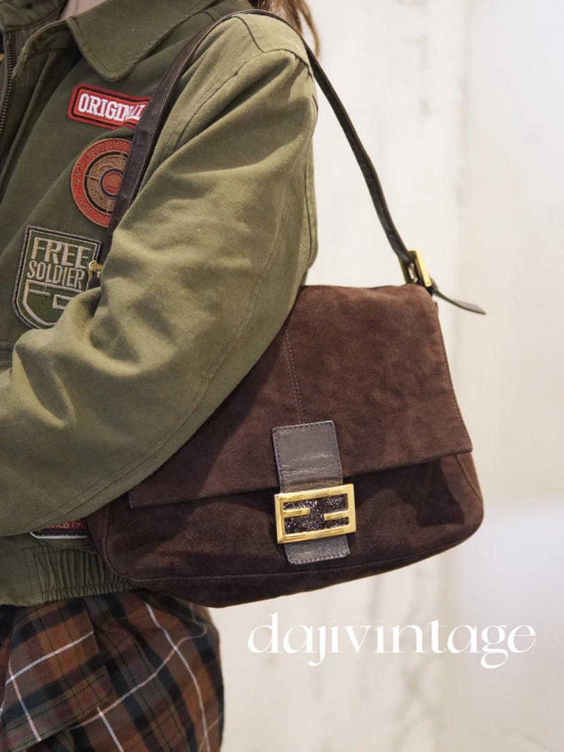 95新 FENDI/芬迪 大吉中古/fendi芬迪麂皮大法棍单肩包