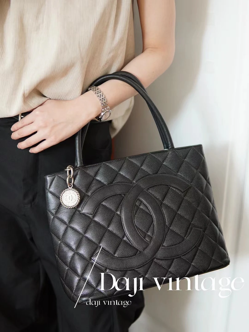 95新 Chanel/香奈儿 大吉中古/Chanel香奈儿黑银希尔顿单肩包