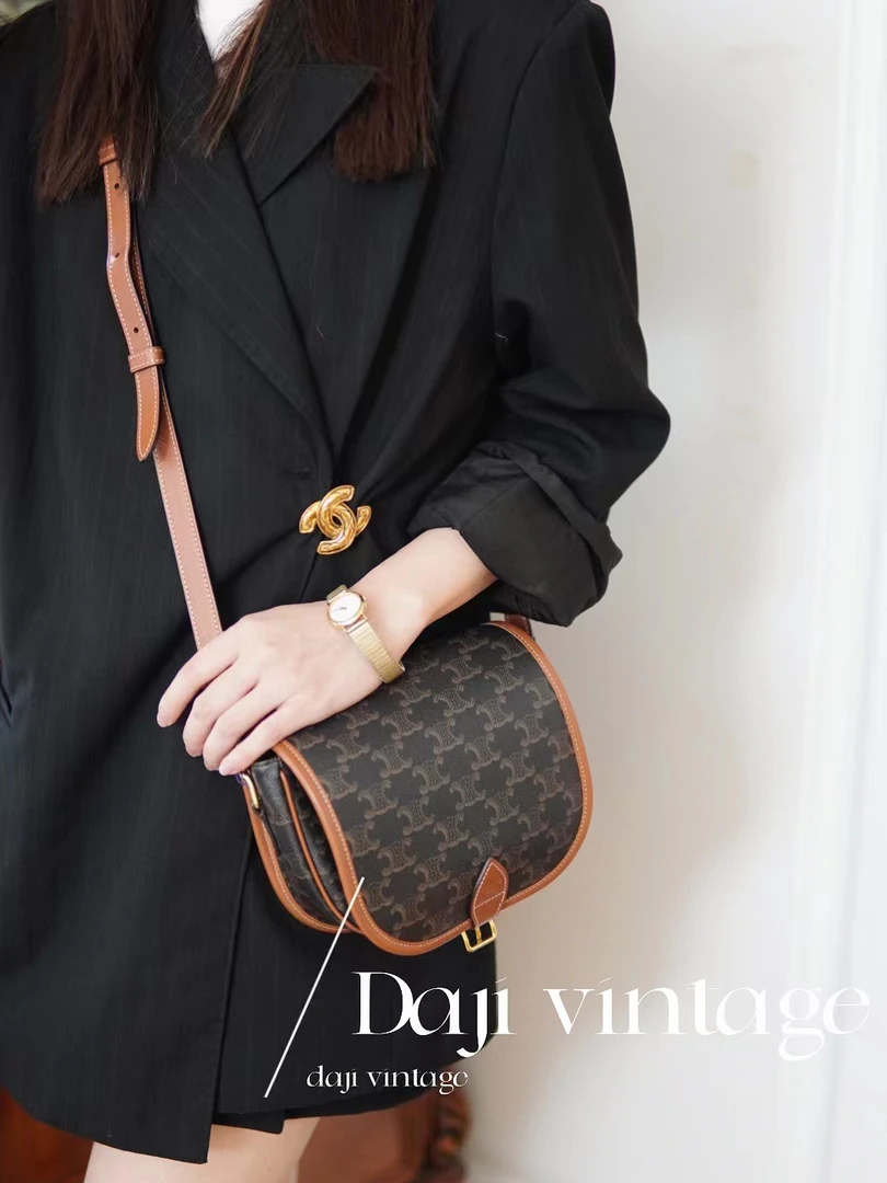 95新 Celine/思琳 大吉中古/Celine瑟琳马鞍斜挎包