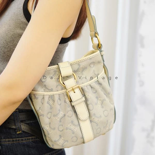 95新 Celine/思琳 大吉中古/Celine瑟琳蓝丹宁水桶单肩包