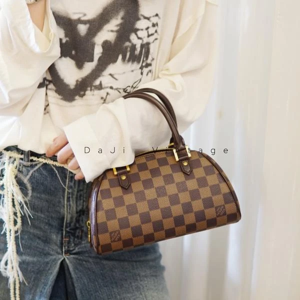 大吉中古/Lv棋盘格元宝手提包