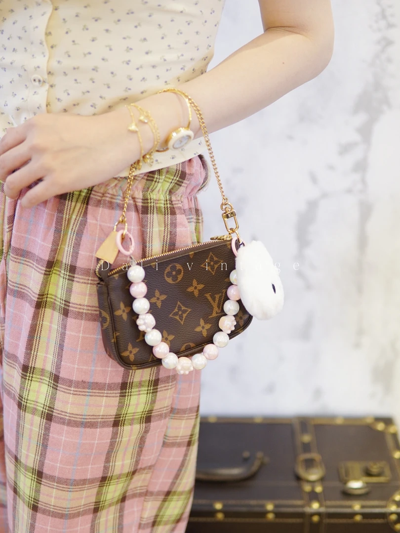 95新 LouisVuitton/路易威登 大吉中古/Lv老花mini麻将手提包