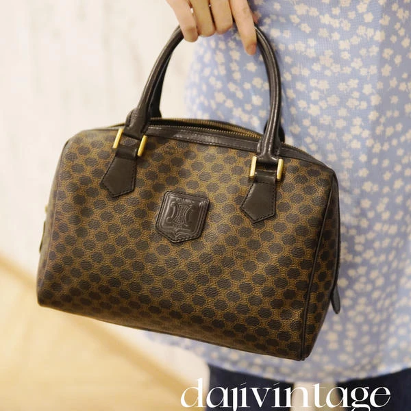 95新 Celine/思琳 大吉中古/Celine黑老花波士顿手提包