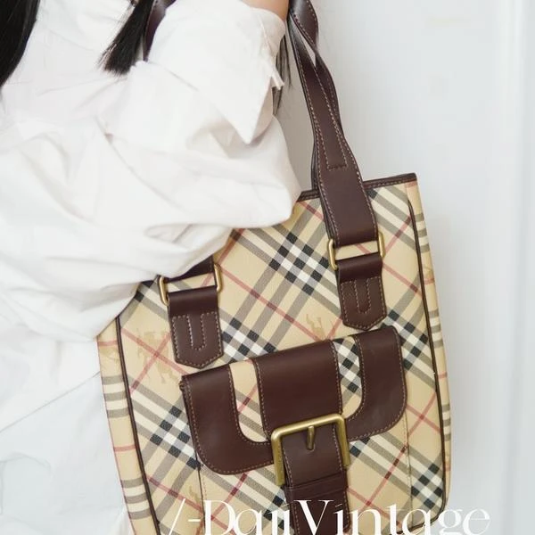 大吉中古/Burberry战马格纹琴谱tote