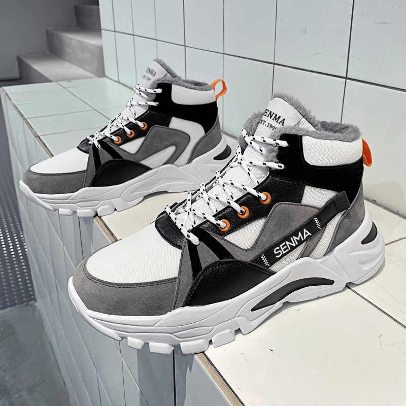SENMA/森马男鞋冬季新款2025加绒保暖高帮棉鞋男士潮流百搭休闲鞋