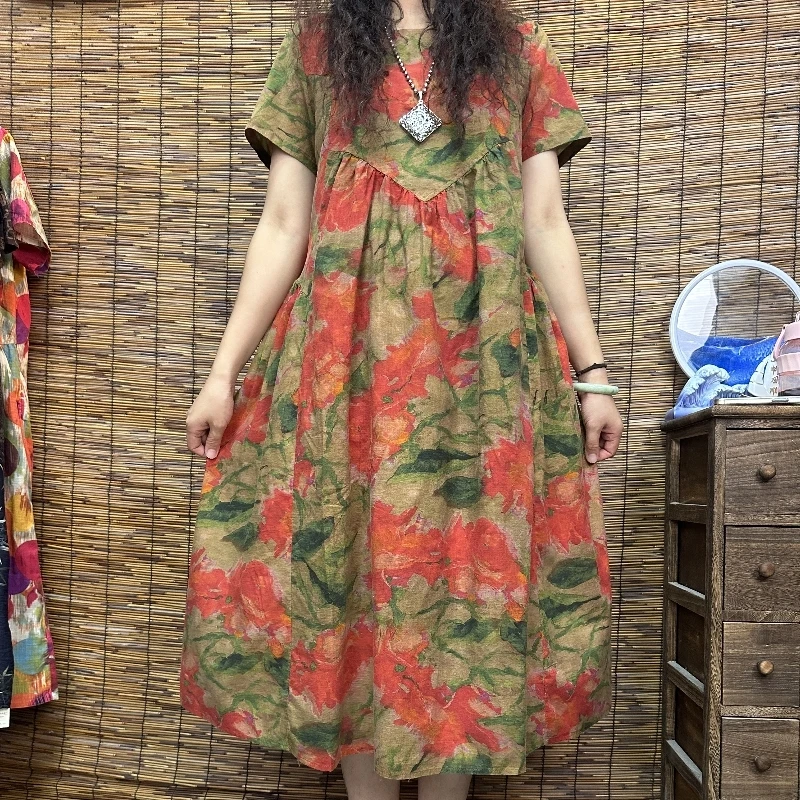 9683夏装新款连衣裙时尚洋气质宽松大码遮肚显瘦印花裙子