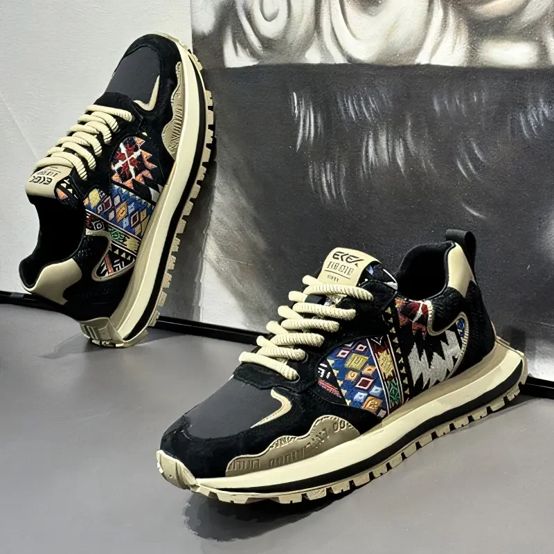 男鞋秋季潮牌高级感百搭跑步休闲阿甘运动厚底黑色老爹鞋