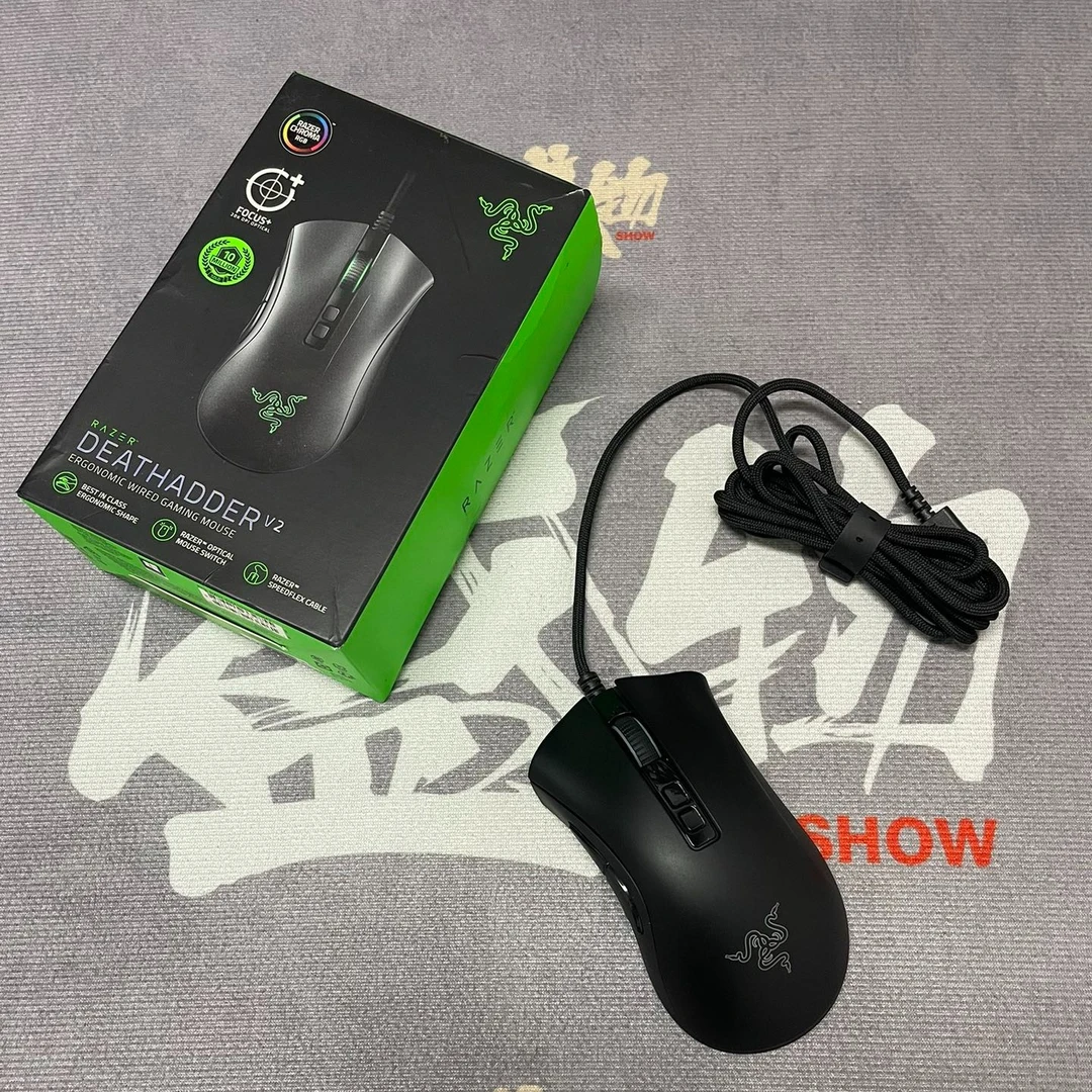 99新 Razer/雷蛇 炼狱蝰蛇V2有线宏游戏鼠标RGB标准版/MINI版黑色