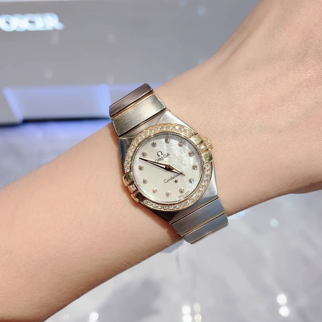95新 Omega/欧米茄 星座系列石英机芯黄金间金女士腕表27mm