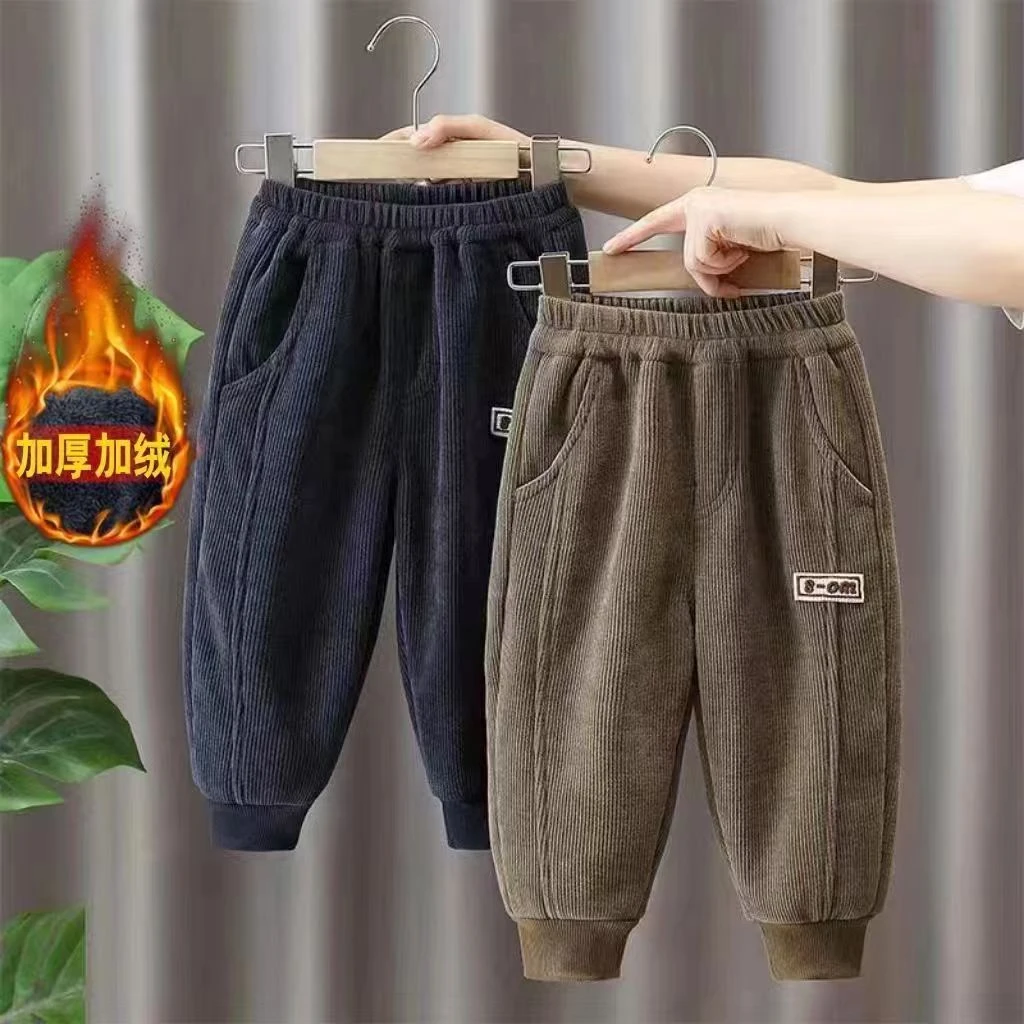 儿童裤子秋冬季新款加绒男女童装休闲运动裤中小童百搭灯芯绒长裤