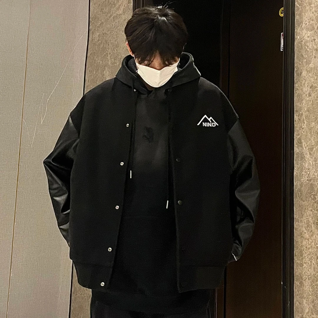 棒球服pu皮连帽夹克男士春秋美式高街潮牌高级感痞帅上衣宽松外套