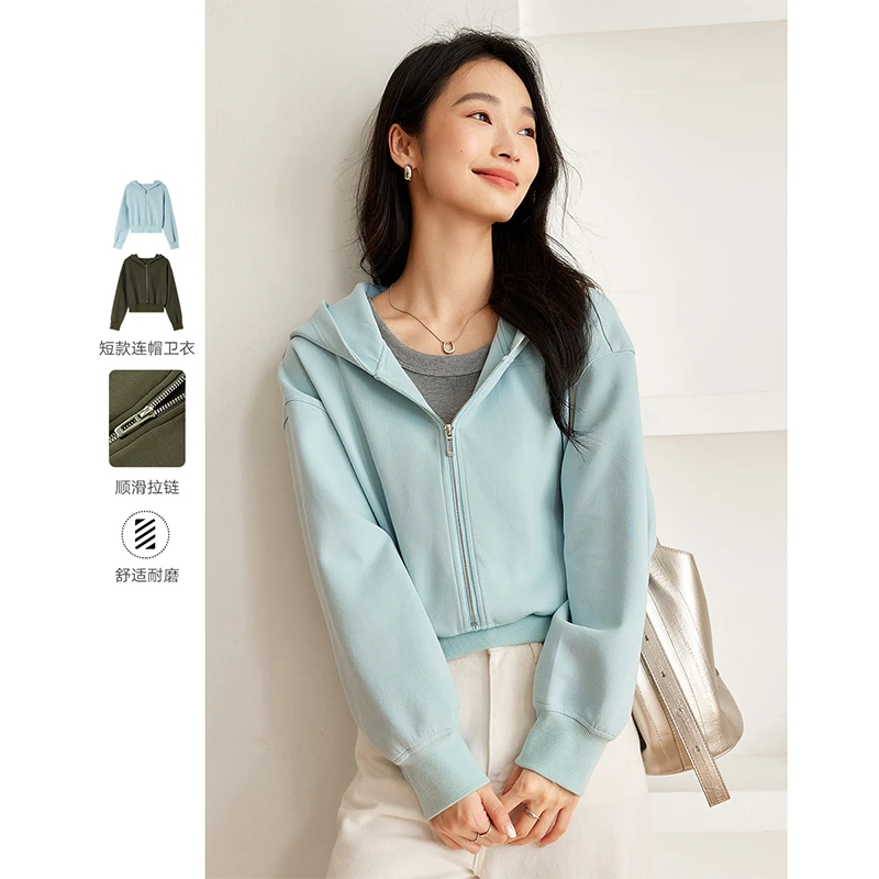 *梵希蔓连帽卫衣外套宽松拉链长袖上衣M8675