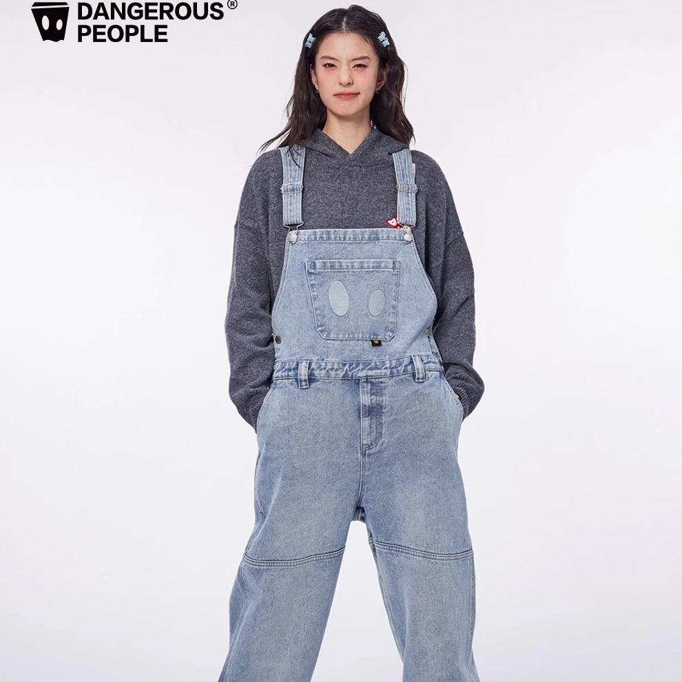 Dangerouspeople薛之谦dsp口袋背带裤休闲时尚百搭潮加长牛仔长裤