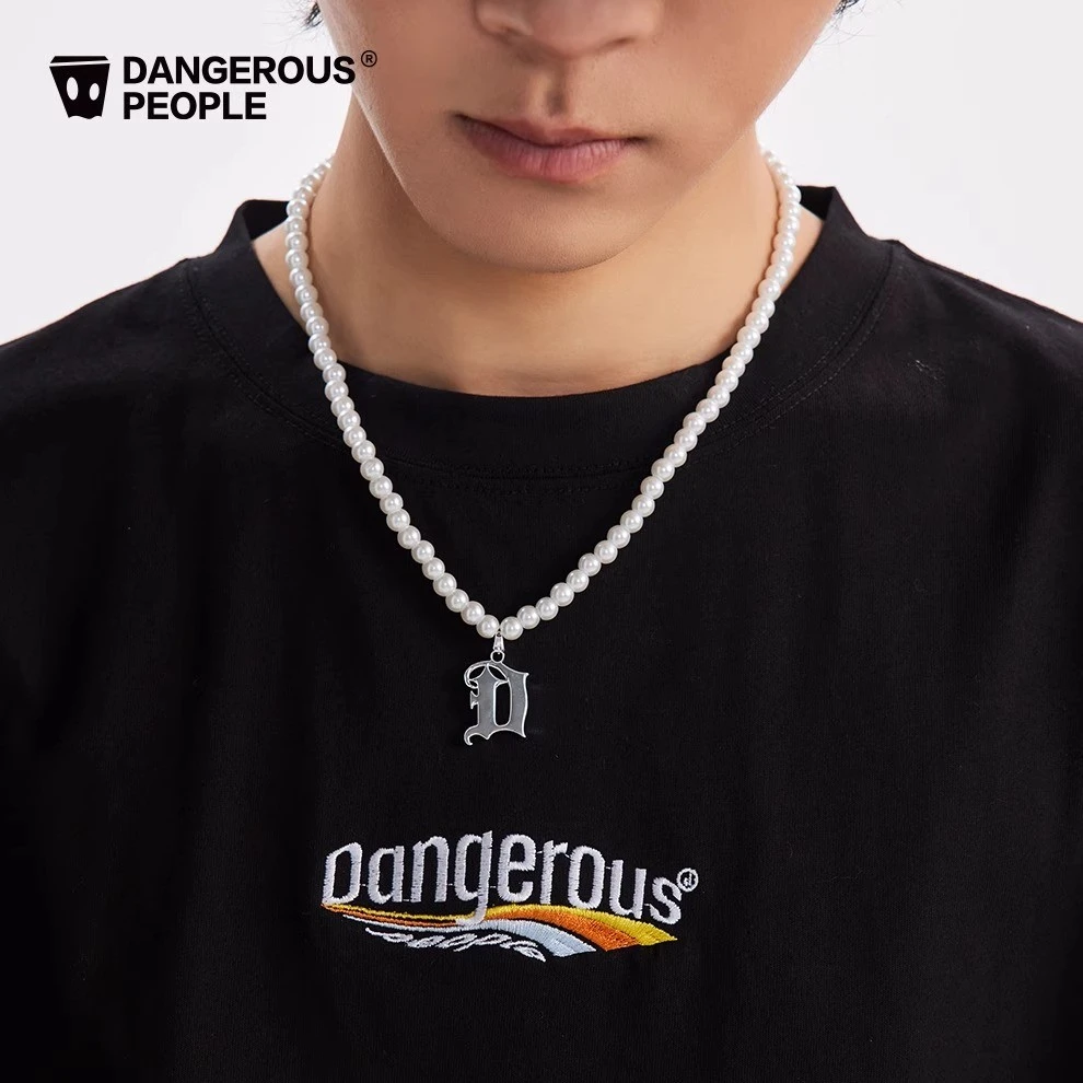 非金属仿珍珠项链 Dangerouspeople薛之谦字母D吊坠潮牌百搭配饰