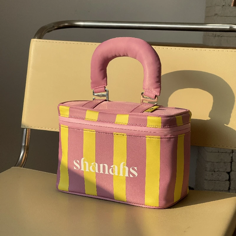 shanahs条纹化妆包分隔收纳女大容量多功能防泼大号洗漱包高级感