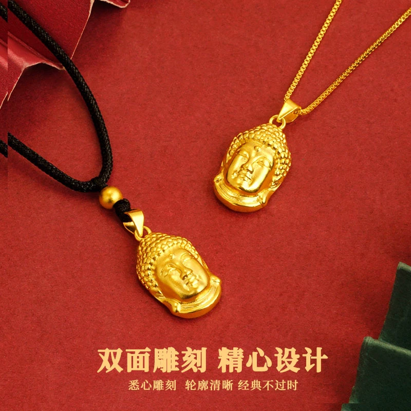 合金吊坠 古风佛头吊坠黑绳可调节弥勒佛含配链项链佛头佛像