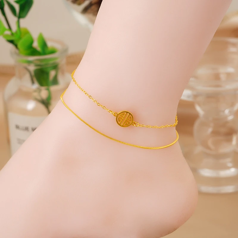 合金脚链 新品[脚链]脚饰古典百搭越南脚链夏季足链小众轻奢