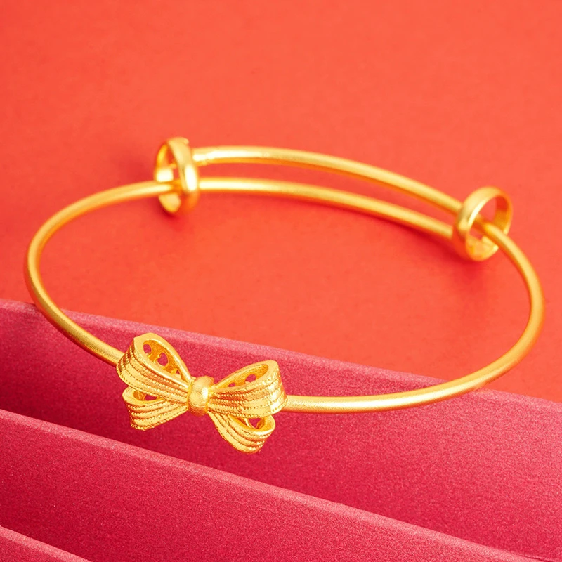 合金手镯 蝴蝶结手镯抽拉调节不掉色百搭甜美