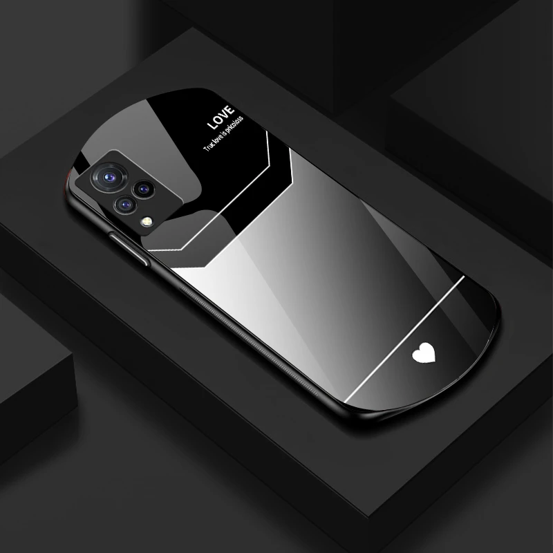 适用vivo S9 弧形玻璃LOVE爱心防摔软边全包手机壳