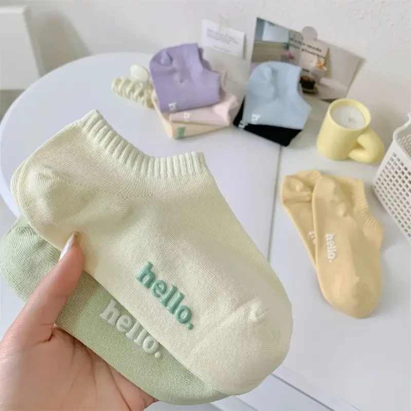 彩色袜子女船袜春夏季薄款棉浅口短袜防滑不掉跟隐形袜ins潮吸汗