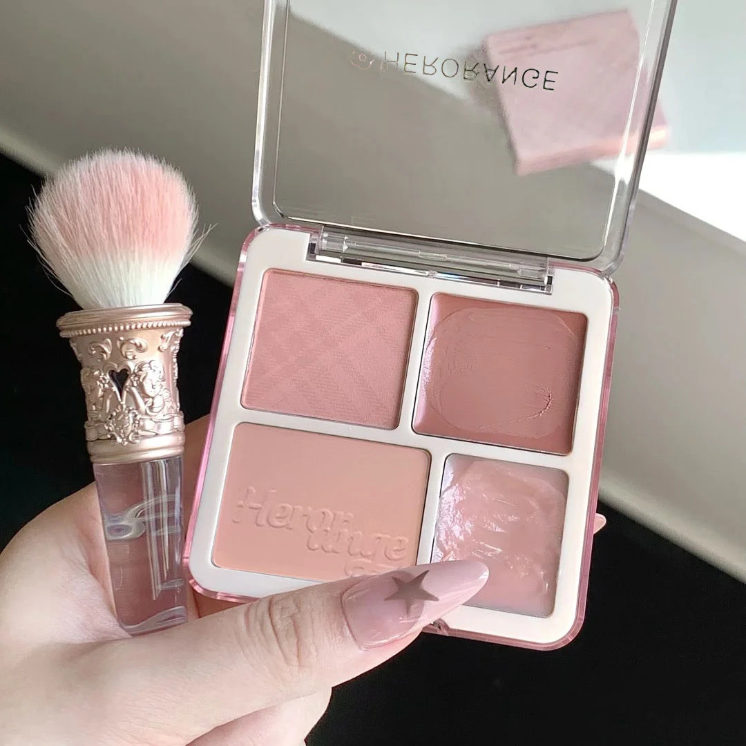 黄皮通勤的日光浴腮红!少女心日杂裸棕色百搭多用高光盘