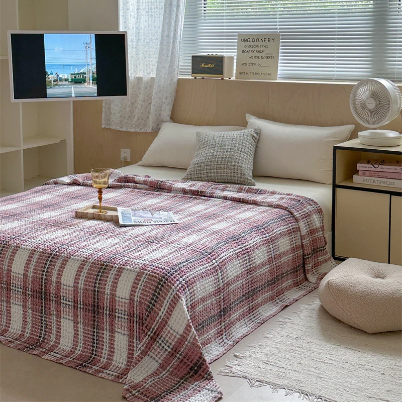 【超级红】豌豆红 华夫格床盖-牧羊人格