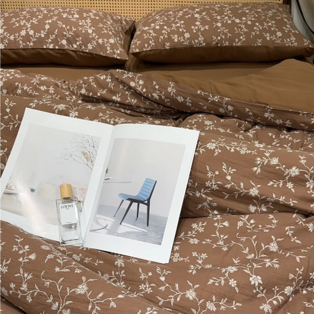 【超级红】玉树花开设计师款复古轻奢全棉双层纱四件套被套