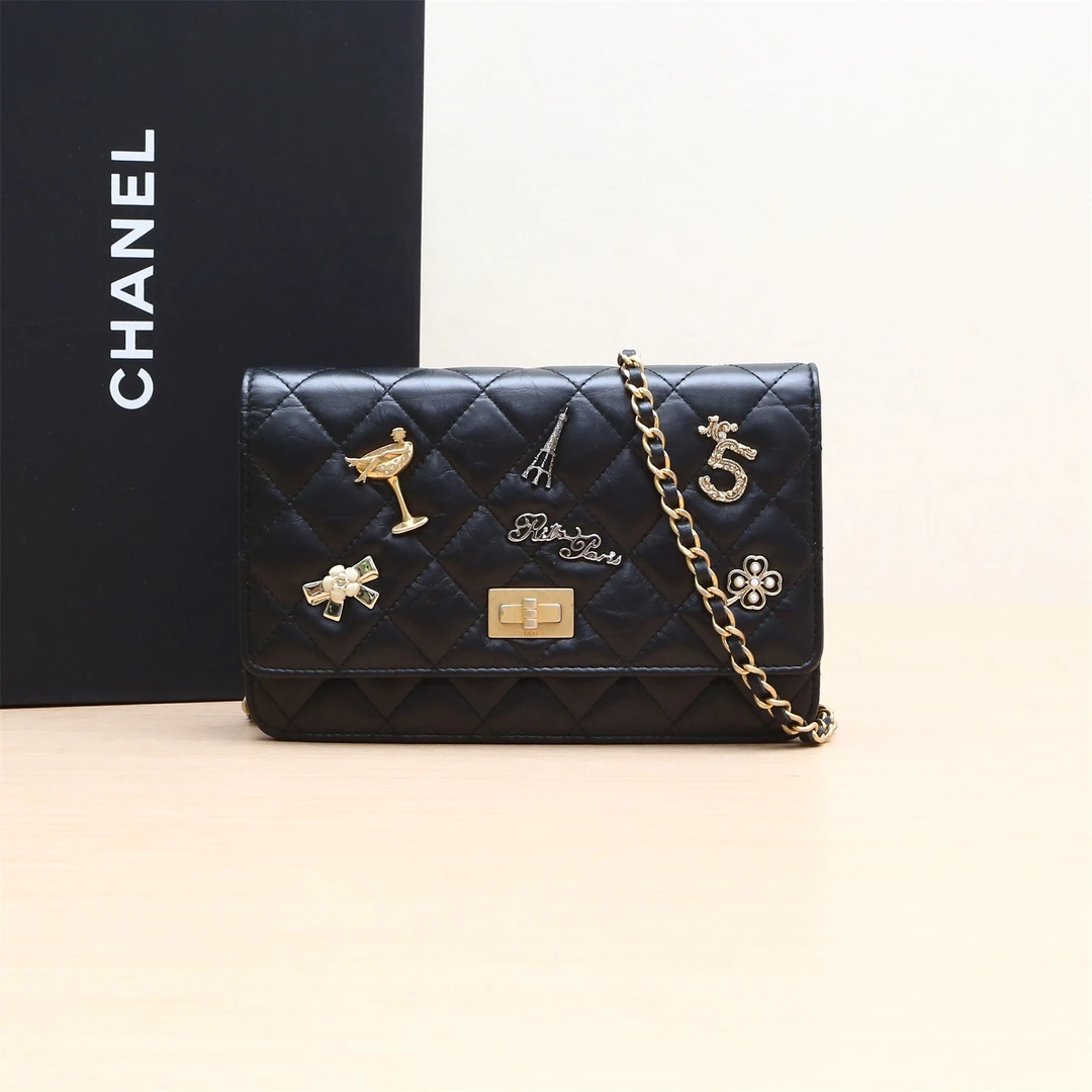 95新 Chanel/香奈儿 手拿包 2.55 WOC 19cm 黑色 24开 P234346841