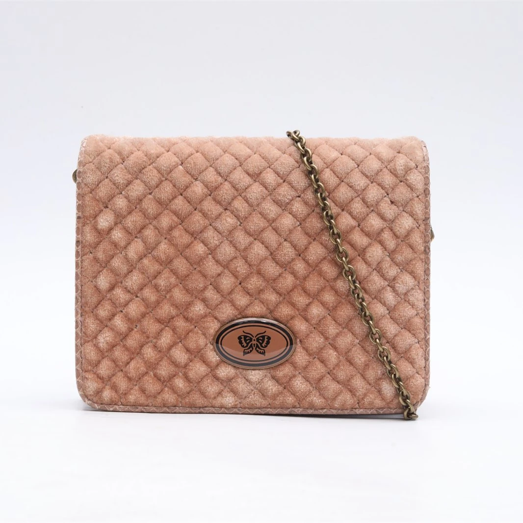99新 BOTTEGA VENETA/葆蝶家 绗缝斜挎包 裸色 皮革C P244377589