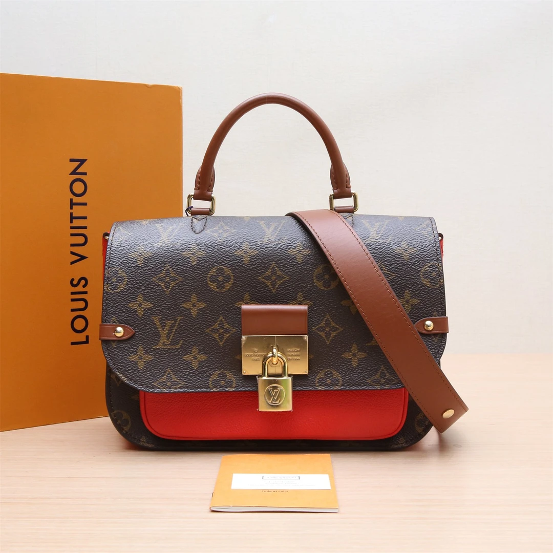 95新 LouisVuitton/路易威登 VAUGIRARD手袋包红色PVC P243972988