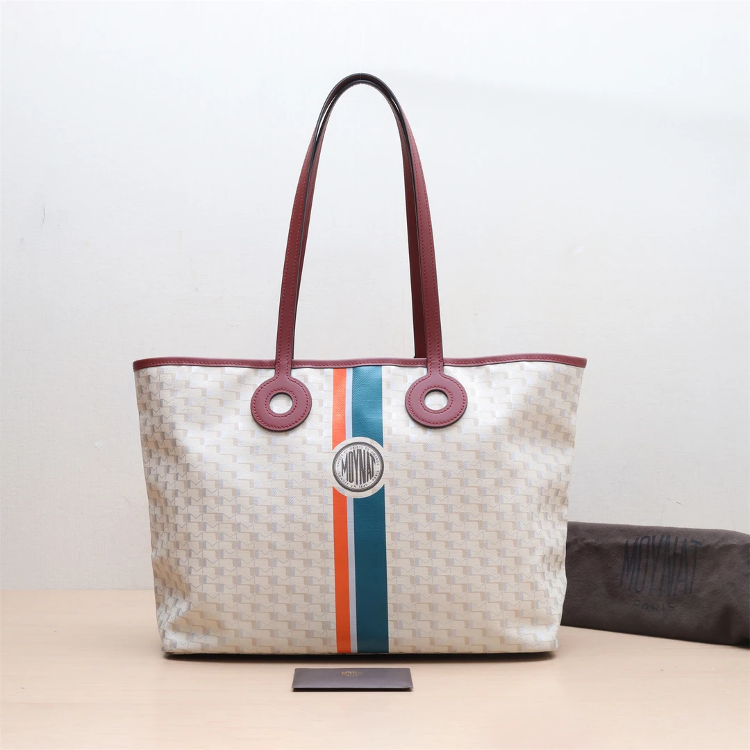 99新 MOYNAT/摩奈 彩色条纹托特购物袋 中号 拼色 P234762671