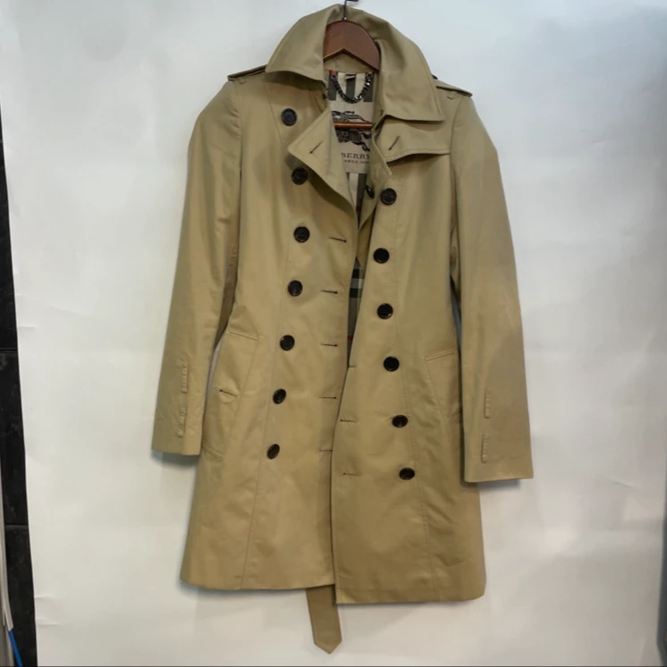 99新 BURBERRY/博柏利 巴宝莉风衣 UK4码 卡其色 P244174369