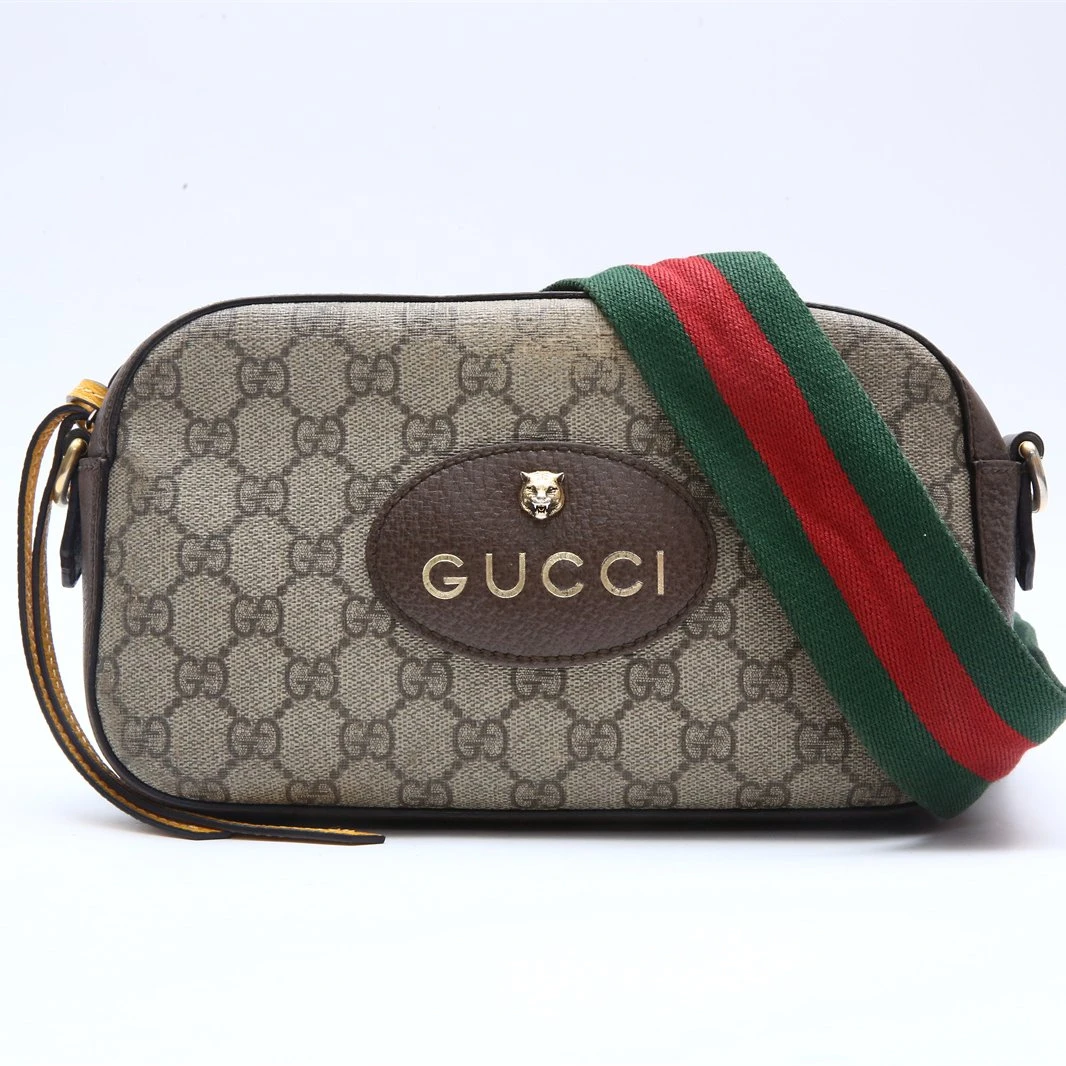 95新 GUCCI/古驰 虎头 相机包 24 乌木色 皮革C 金扣 P244276361