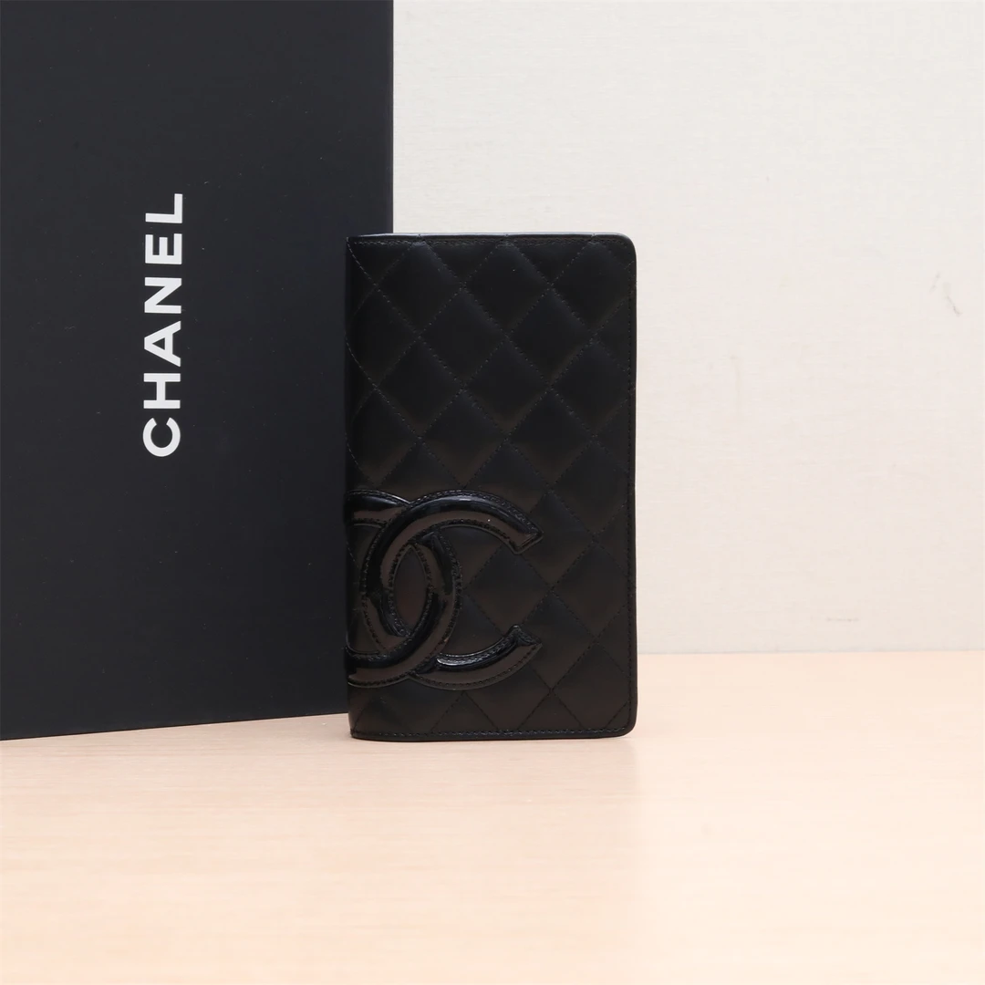 95新 Chanel/香奈儿 康鹏长款翻盖钱包黑 17开 P224084649