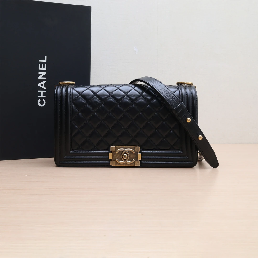 95新 Chanel/香奈儿 Leboy包 中号 25cm 黑色 17开P224622992