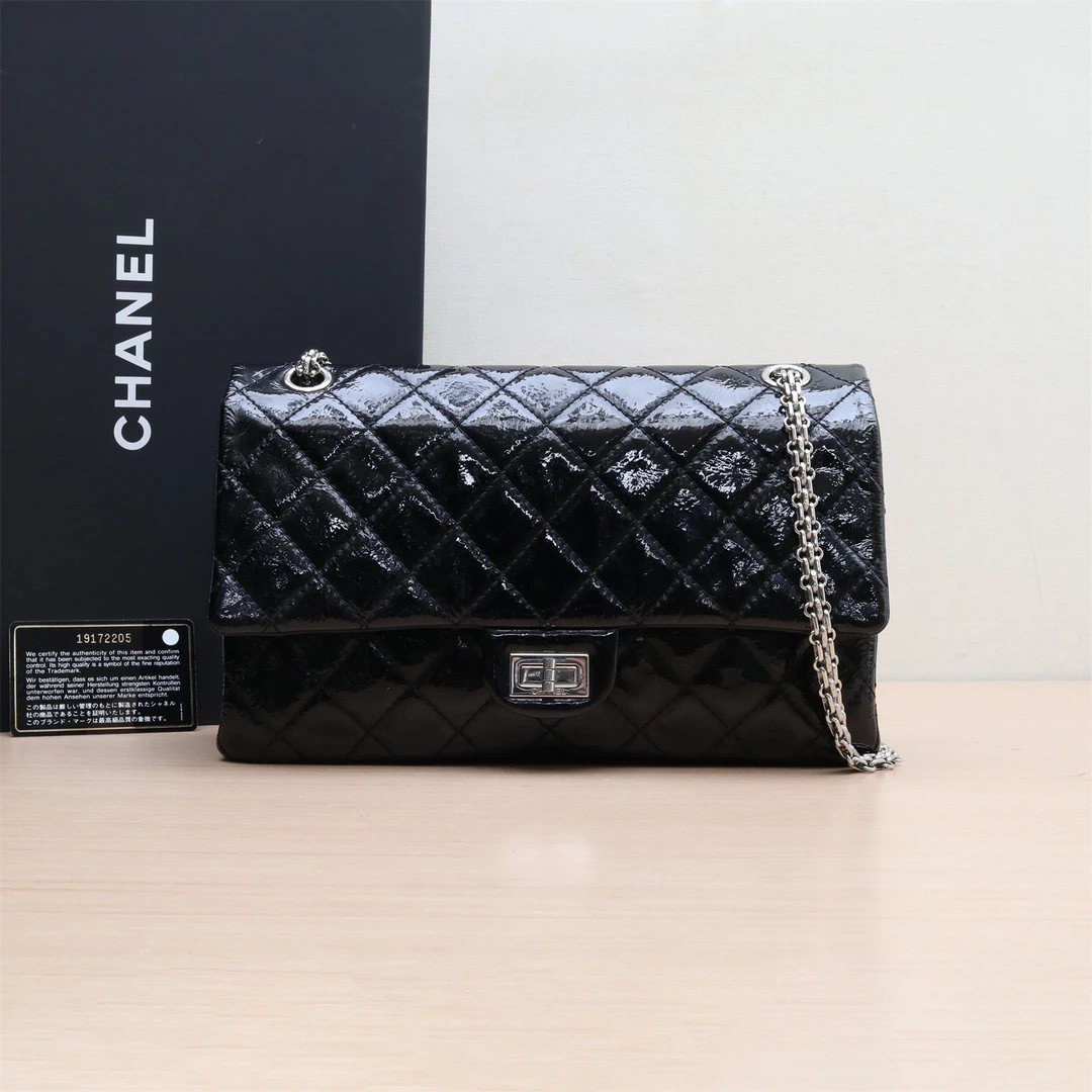 95新 Chanel/香奈儿 2.55 口盖包 大号 28cm 黑色 19开P204822683